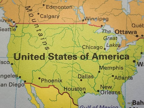 Closeup view of map - USA Map Background photo