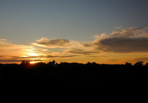 Beautiful cloudscape. Sunset landscape with forest. photo