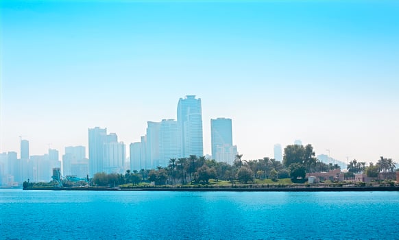 The panorama of Sharjah and man-made lake, Sharjah photo