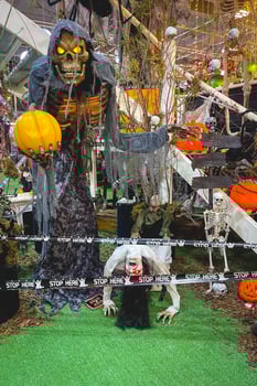 Sao Paulo Brazil, August 26, 2024. Shop window with Halloween decoration, in a shopping mall in Sao Paulo. photo