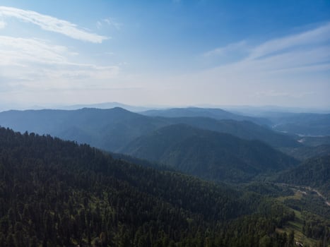 Aerial view on Teletskoye lake in Altai mountains photo