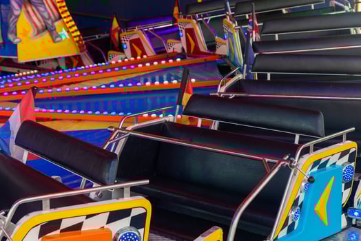 row of roller coasters with a checkered design photo