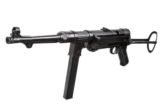 vintage machine gun isolated on white photo