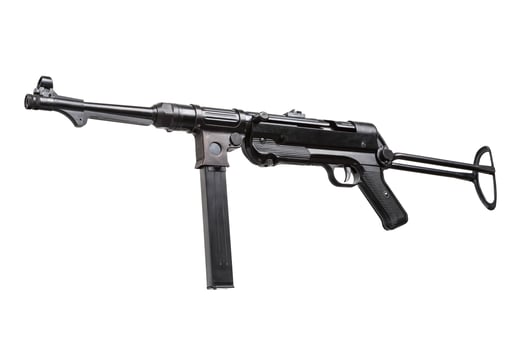 vintage machine gun isolated on white photo