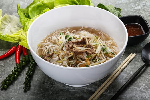 Vietnamese traditional soup Pho Bo with beef photo