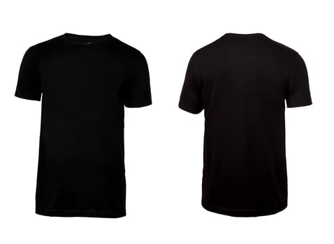 Black t-shirt, clothes on isolated white photo