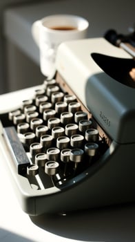 Vintage Typewriter with a Cup of Coffee photo