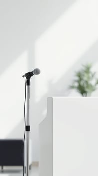 White room with microphone and stand photo