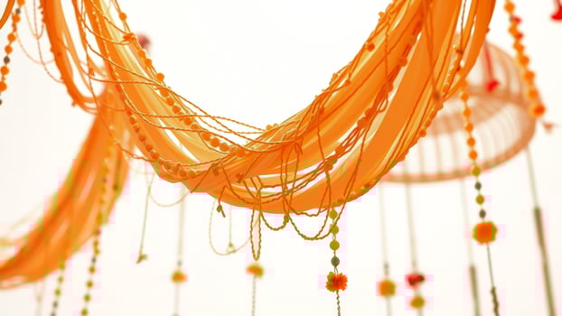 Orange Fabric and Bead Garland photo