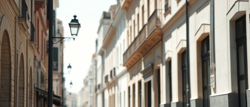 Old Street Lamp with Blurred Buildings in the Background photo