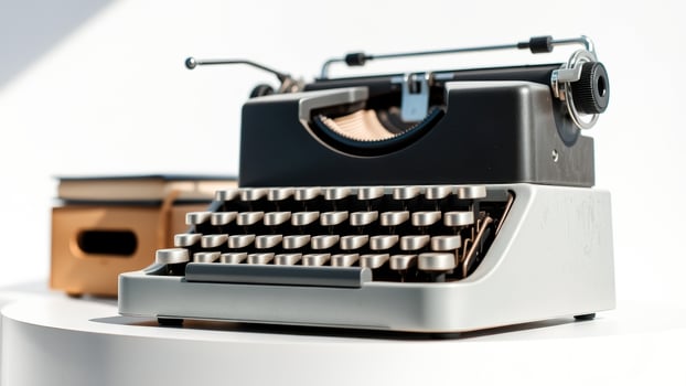 Vintage Typewriter On A White Table photo