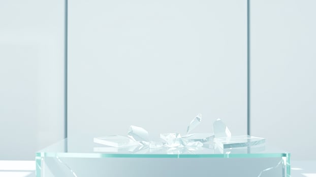 Shattered Glass on a Clear Platform photo