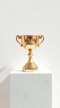 Golden Trophy on Marble Pedestal photo