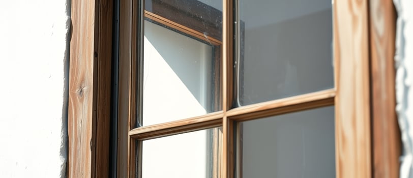 Close-up of wooden window frame photo