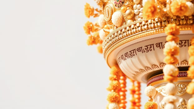 Ornate Golden Decor with Yellow Flowers photo