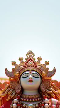 Close-up of a Hindu Goddess Statue with Eyes Closed photo