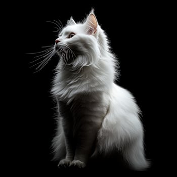 Turkish Angora cat isolated on black background photo