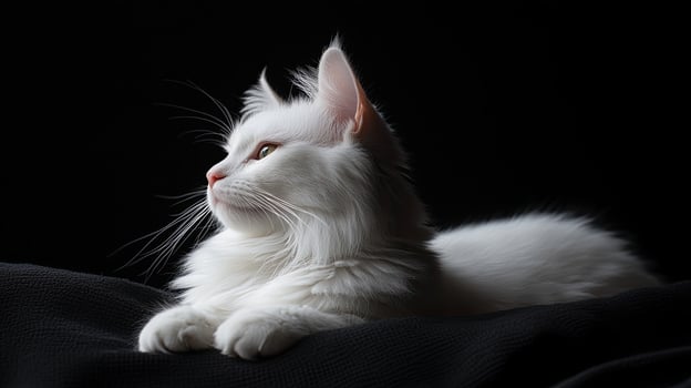 Turkish Angora cat isolated on black background photo