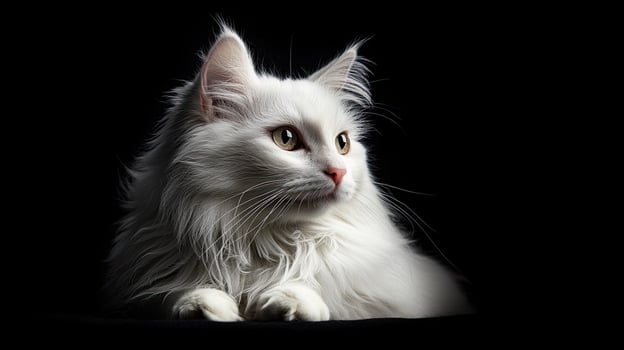 Turkish Angora cat isolated on black background photo