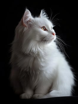 Turkish Angora cat isolated on black background photo