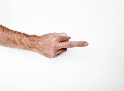 Stinkefinger. Hand gesture, fuck you symbol, middle finger sign over white background photo
