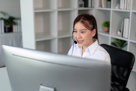 Call Center Agent Engaging with Customers Online. Customer Support Excellence photo