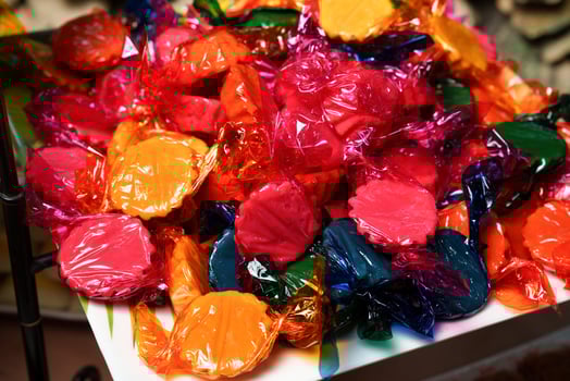 polvoron wrapped in colorful plastic photo