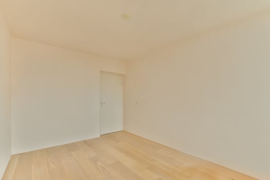 An empty room with wooden floors and white walls photo