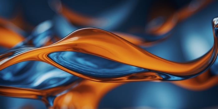 Abstract blue and orange fluid shapes background. photo