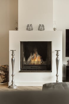 A fireplace in a living room photo