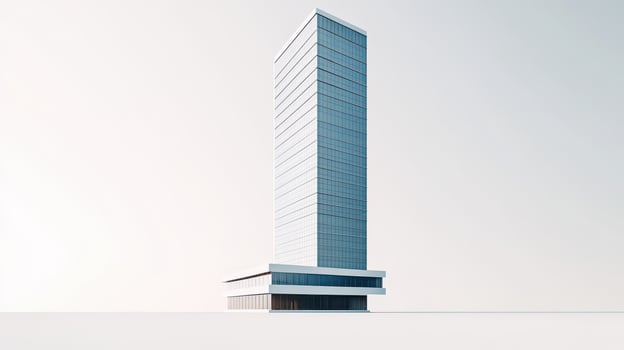 A modern skyscraper with a sleek design and glass facade. photo