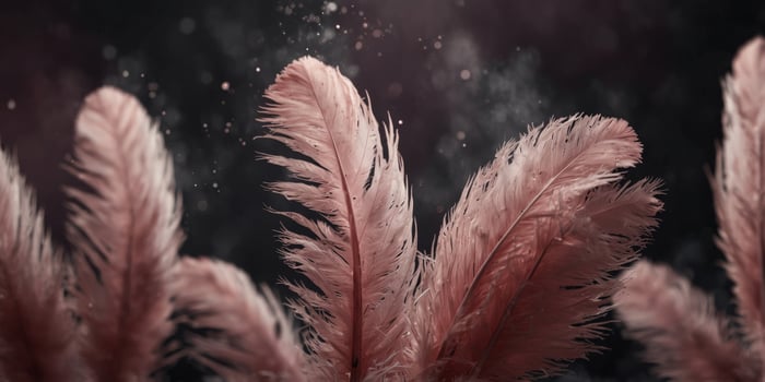 Pink Feathers with a Dreamy Smoke Background. photo