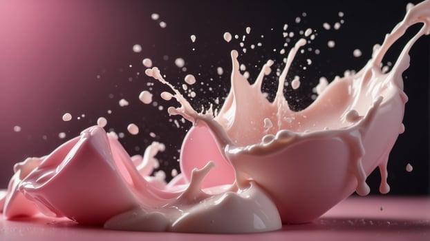 Pink and white milk splash with vibrant background. photo