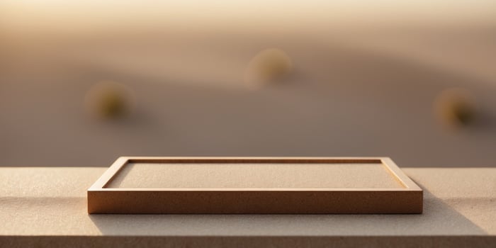 Minimalist Podium in Natural Light on Sandy Surface. photo