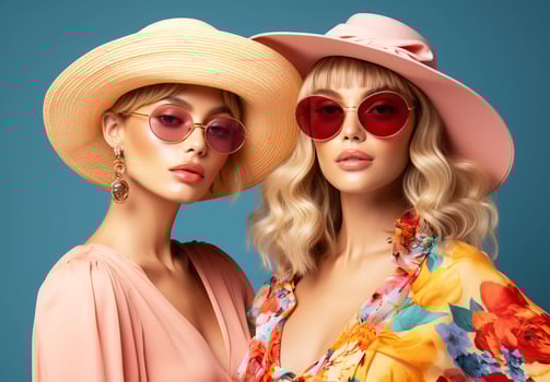 Pastel colors in women with modern fashion look. Innovative style photo