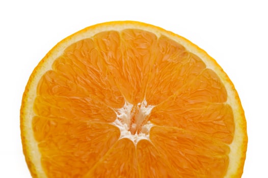 Orange slice isolate. Orange fruit half photo