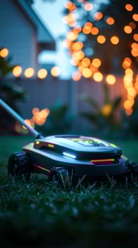 Robotic Lawn Mower in the Evening photo