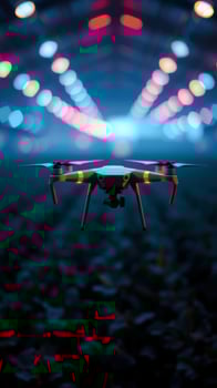 Drone Flying Through a Tunnel of Lights photo