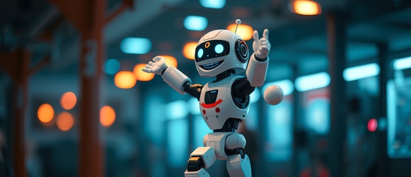 Friendly Robot Gives Thumbs Up in Futuristic Setting photo