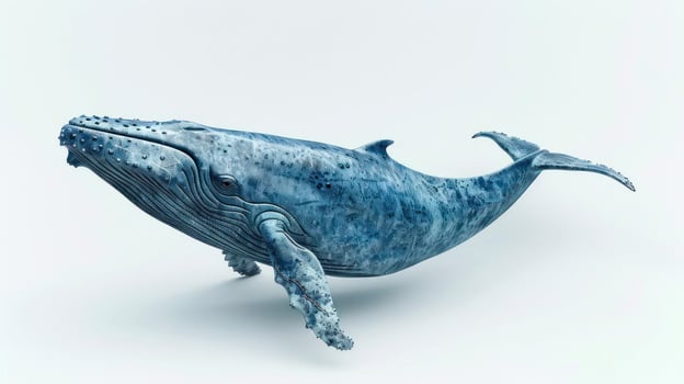 The majestic blue whale gracefully leaps out of the water, photo