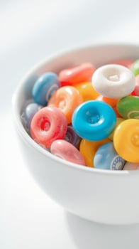 Colorful Candy in White Bowl photo