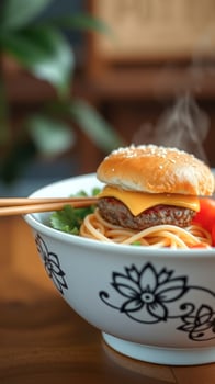 Cheeseburger in a Bowl of Spaghetti photo