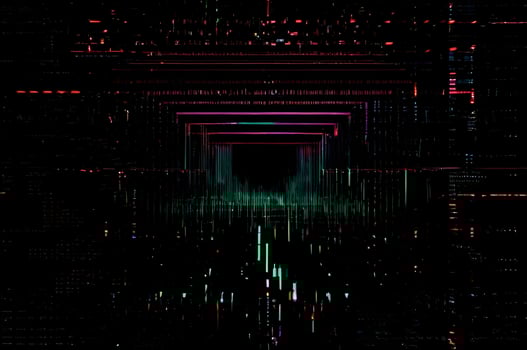 Classic VHS Glitch Overlay Texture on Black Background For Visual Effect photo