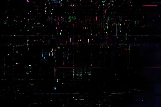 Classic VHS Glitch Overlay Texture on Black Background For Visual Effect photo