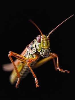 Grasshopper isolated on black background photo