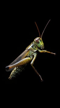 Grasshopper isolated on black background photo