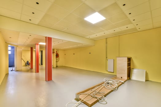 A room with yellow walls and yellow floors photo