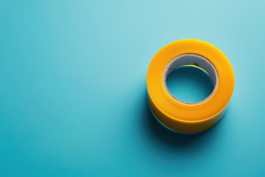 Yellow adhesive tape on a blue background during daylight photo