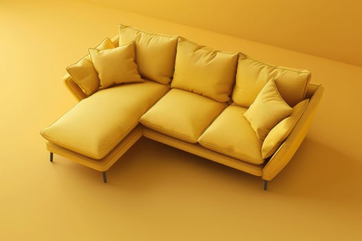 Bright yellow sectional sofa in a minimalist interior setting photo