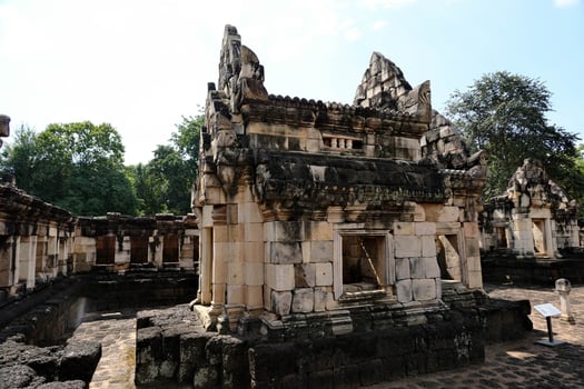 Beautiful landscape and ancient architecture of Sdok Kok Thom Historical park. photo